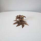 Candlestick old flower in solid brass