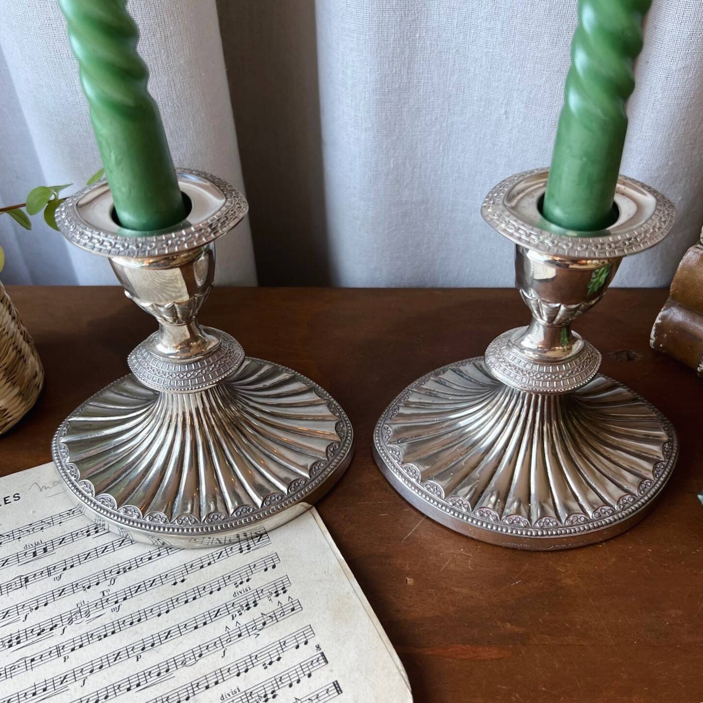 English silver plated candlestick duo "Falstaff"