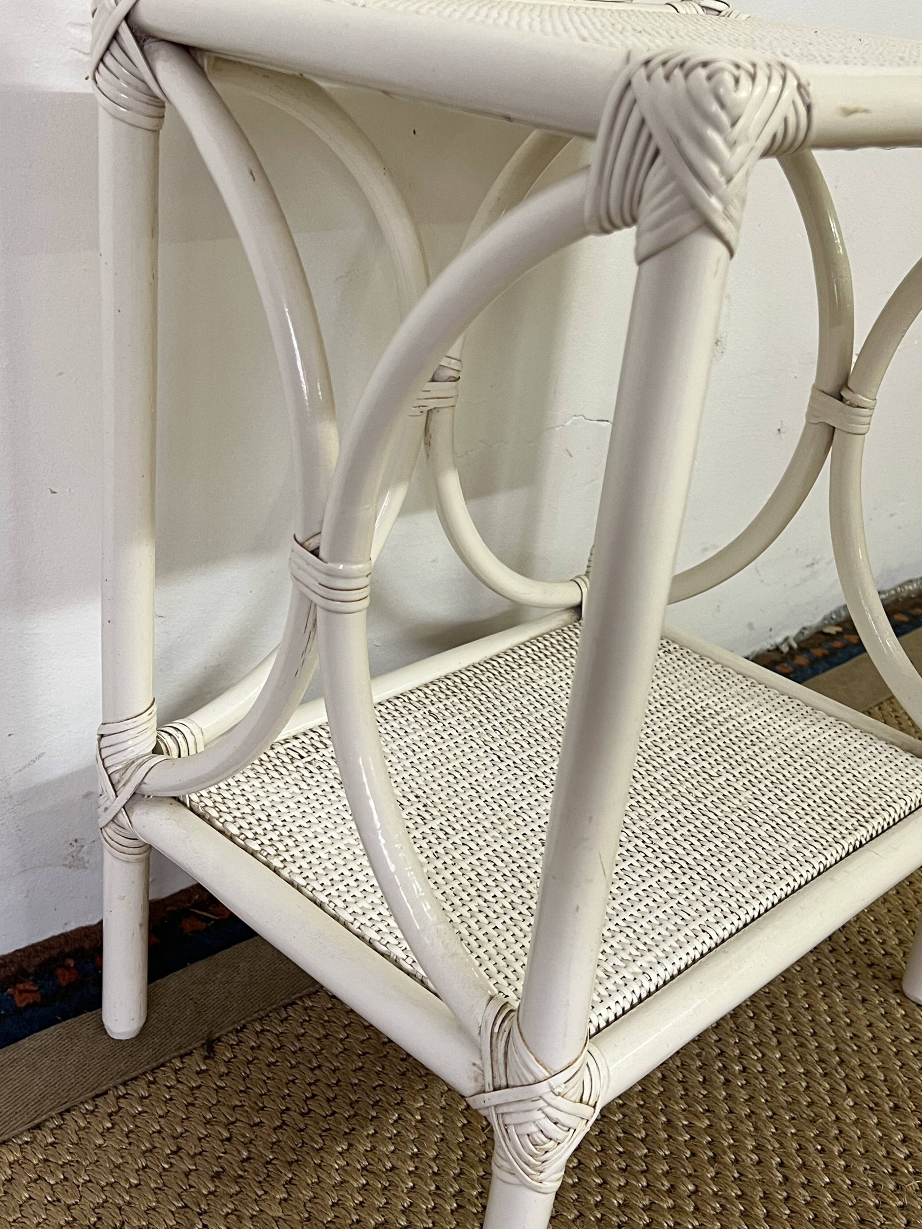 Vintage rattan side table / bedside table