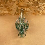 Ancien Vide Poche Coupe Cristal Vert & Transparent Vintage #B087