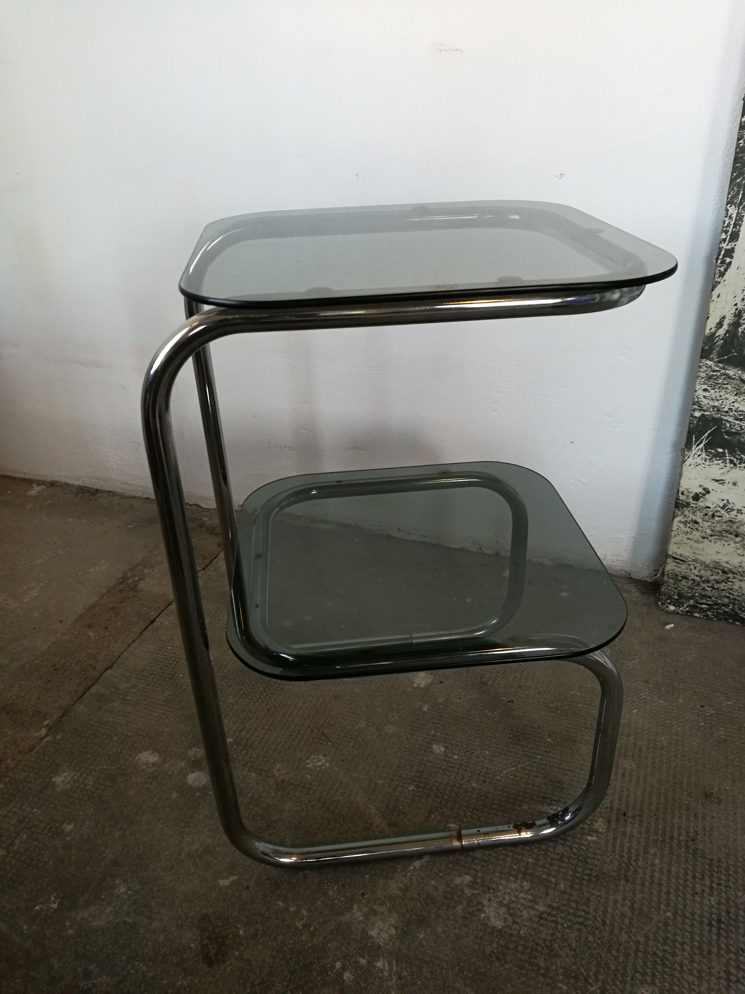 Chrome and glass bedside