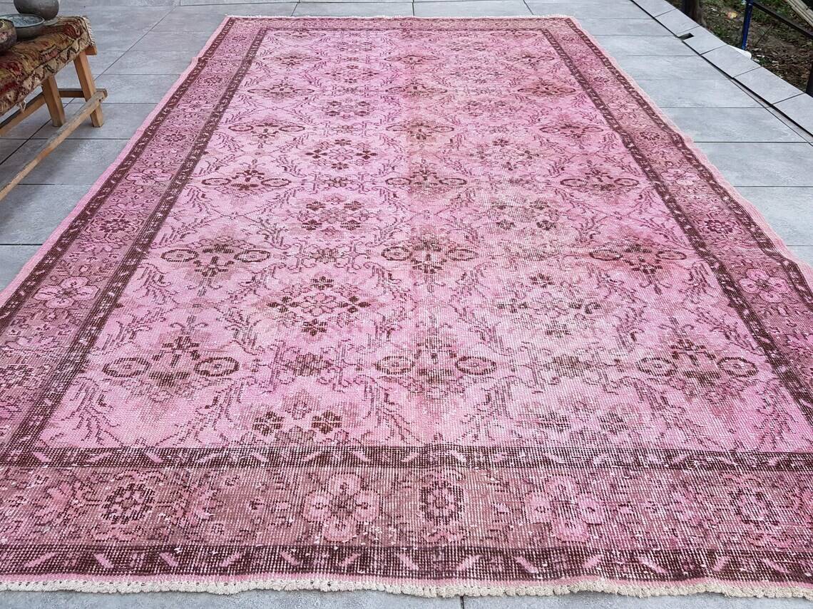 Oushak Turkish Pink Vintage Rug sku 1083
