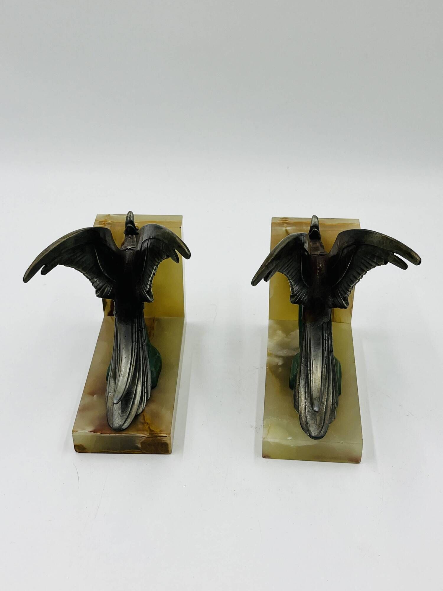 Art Deco Paradise Bird Bookends in Onyx
