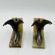 Art Deco Paradise Bird Bookends in Onyx
