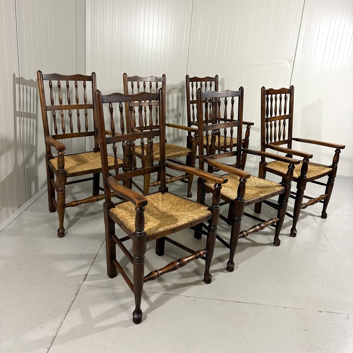 Lancashire spindleback dining arm chairs 1900's