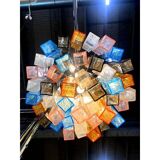 Contemporary Multicolored "Squared" Murano Glass Chandelier