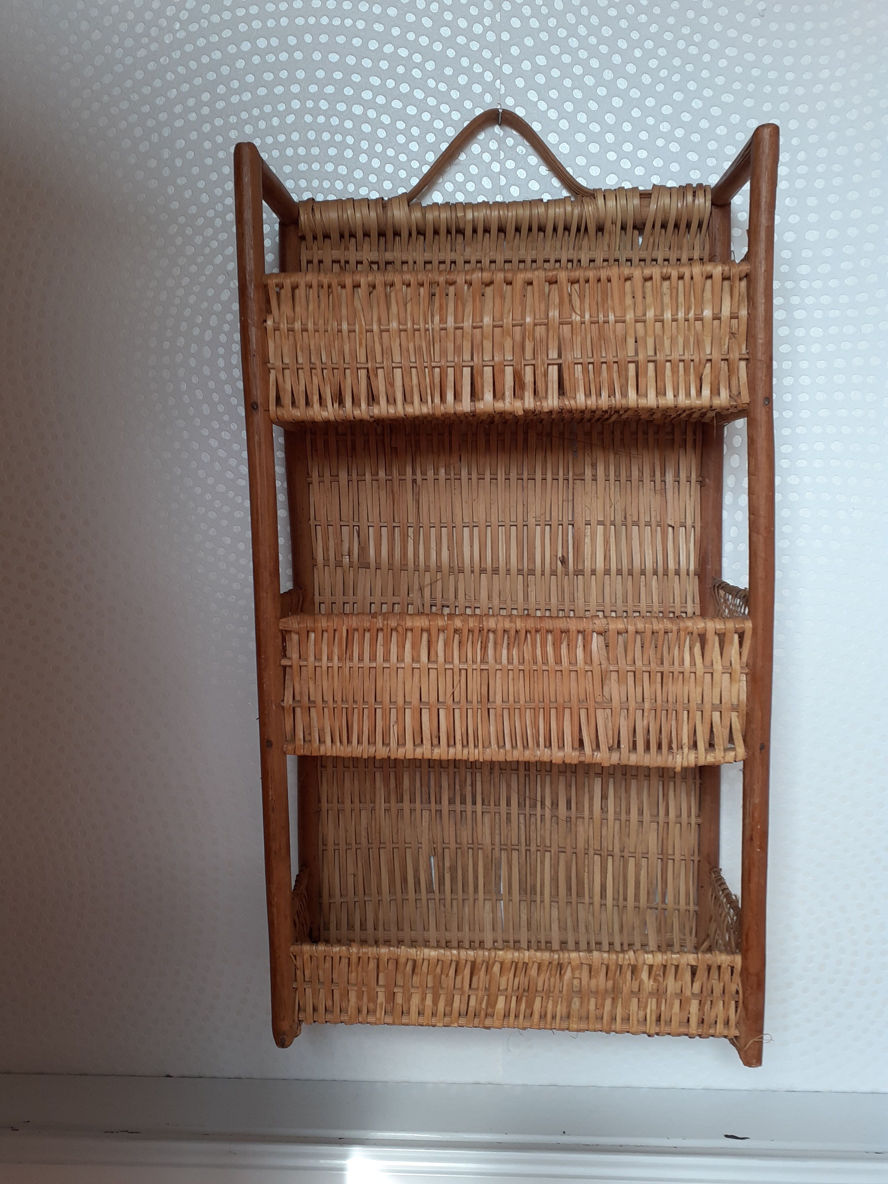 Rattan and wicker wall shelf