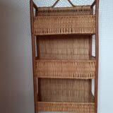 Rattan and wicker wall shelf