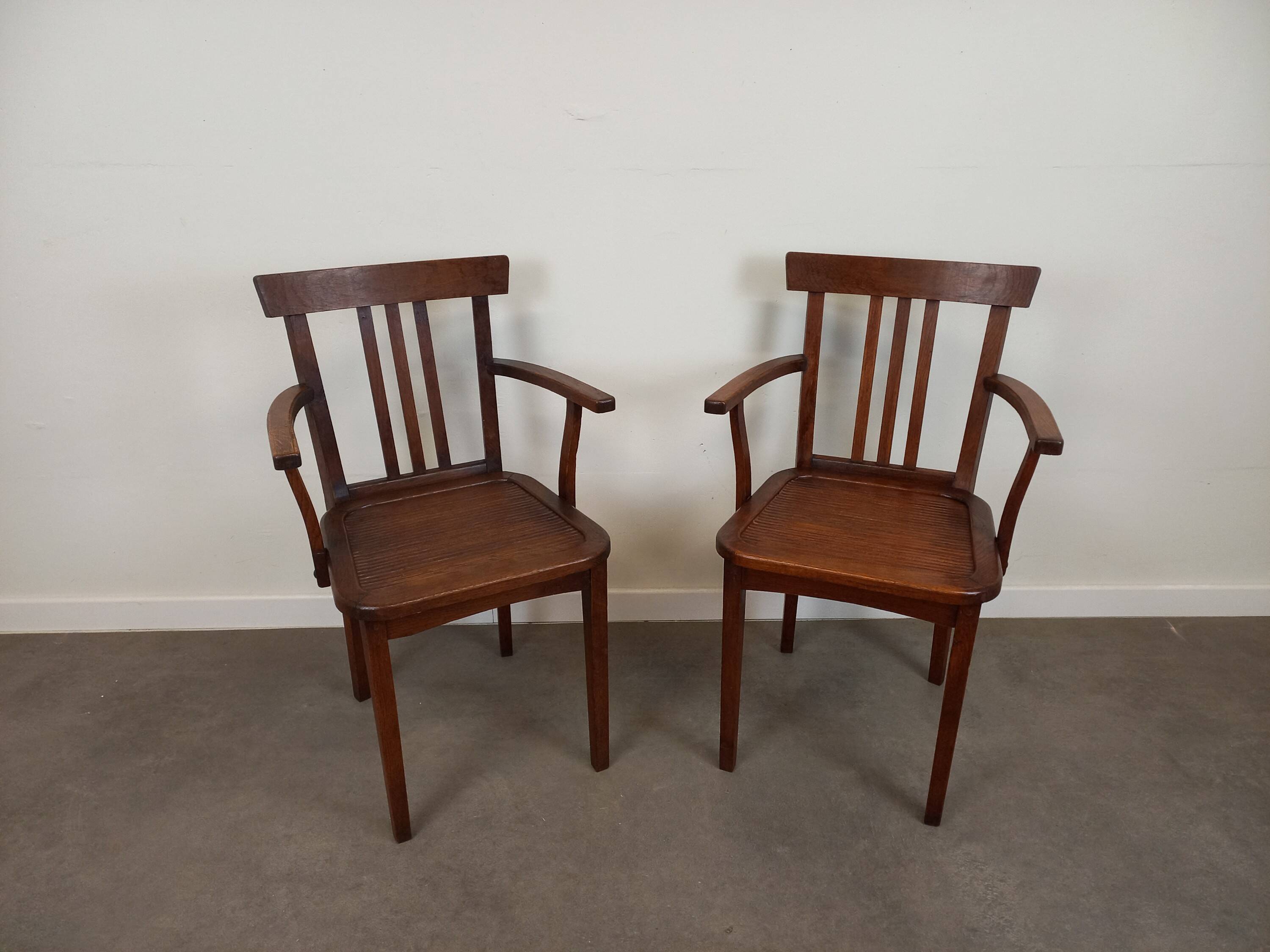 Pair of wooden bridge armchairs