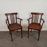 Pair of wooden bridge armchairs