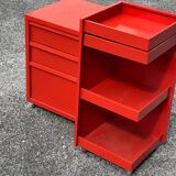 Prisunic 1970 metal trolley and box