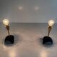 Pair of mid-century bedside lamps in brass and black metal, 1960, Italy