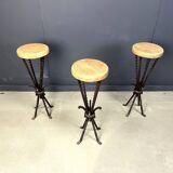 Vintage french wrought iron bar stools, 1960s - set of 3
