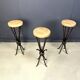 Vintage french wrought iron bar stools, 1960s - set of 3