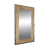Large wooden and stainless steel mirror