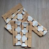 5 napkins 49x49 cm beige with geometric pattern, vintage