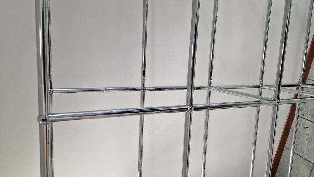 4-Module Bookcase in Chromed Metal and Blue Iron from USM Haller, 1970s