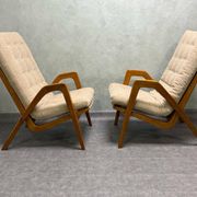 Pair of armchairs by Jan Vaněk, 1940s, fully restored, Czechoslovakia