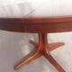 round/oval table with extension, central leg, dark shade, Baumann design