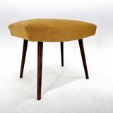 Mid-Century Stool with New Upholstery, Czechoslovakia, 1970's
