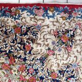 Antique 1920s Persian Kerman rug, floral medallion, red field, 267cm x 364cm