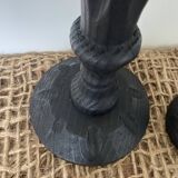 Black wooden candlesticks