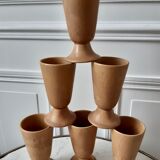 Service à thé théière et mazagrans en terre cuite, grès vintage