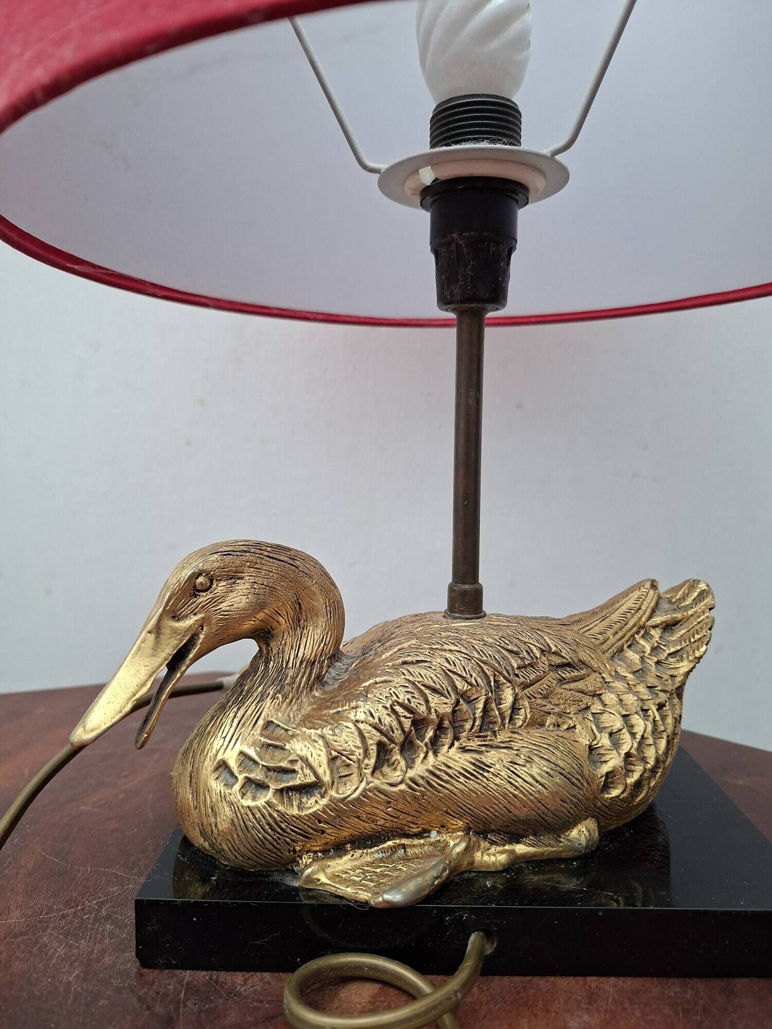 Hollywood Regency duck lamp in bronze