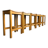 Set of 2 Japandi oak stools by Jonas Lindvall for David Design 1990s