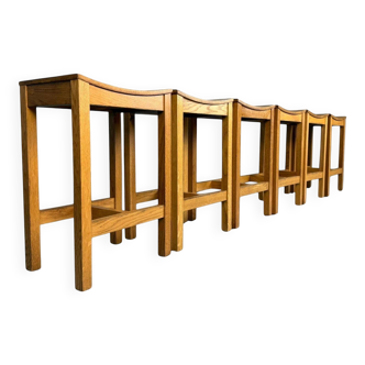 Set of 2 Japandi oak stools by Jonas Lindvall for David Design 1990s