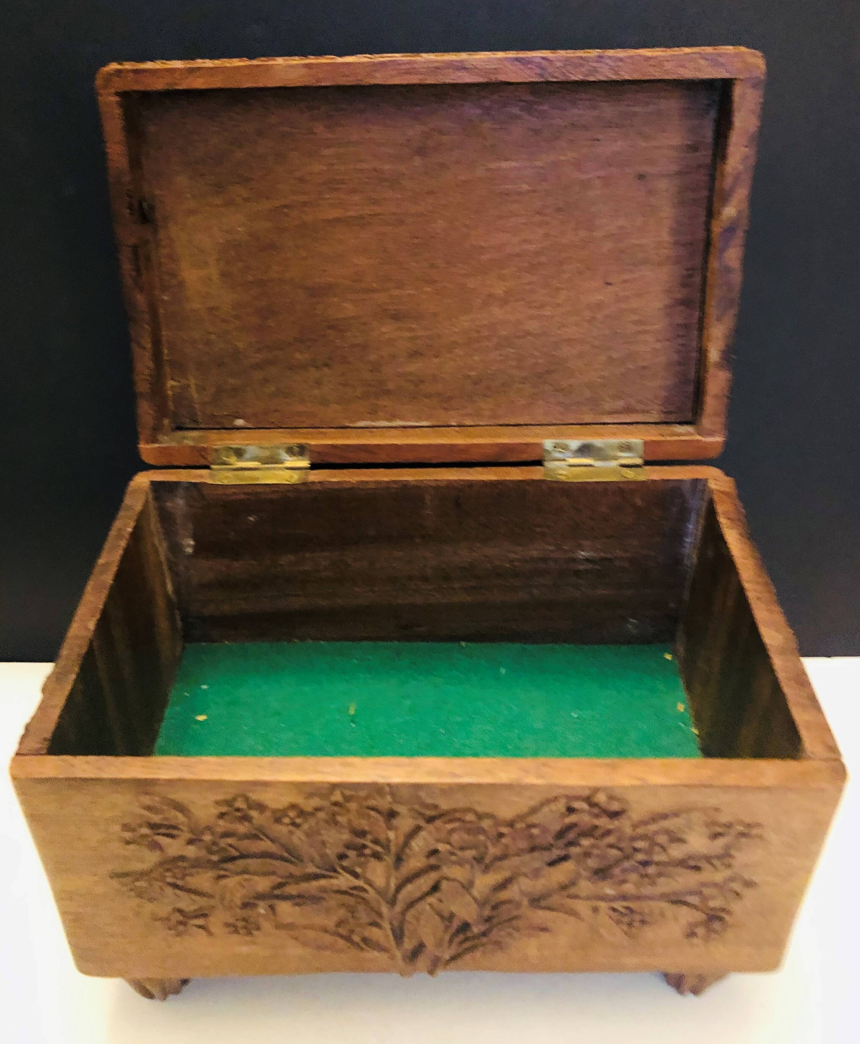 Carved wooden box