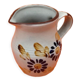 Pichet céramique vernissée décor floral