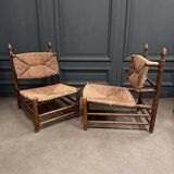 Pair of 20th century straw armchairs