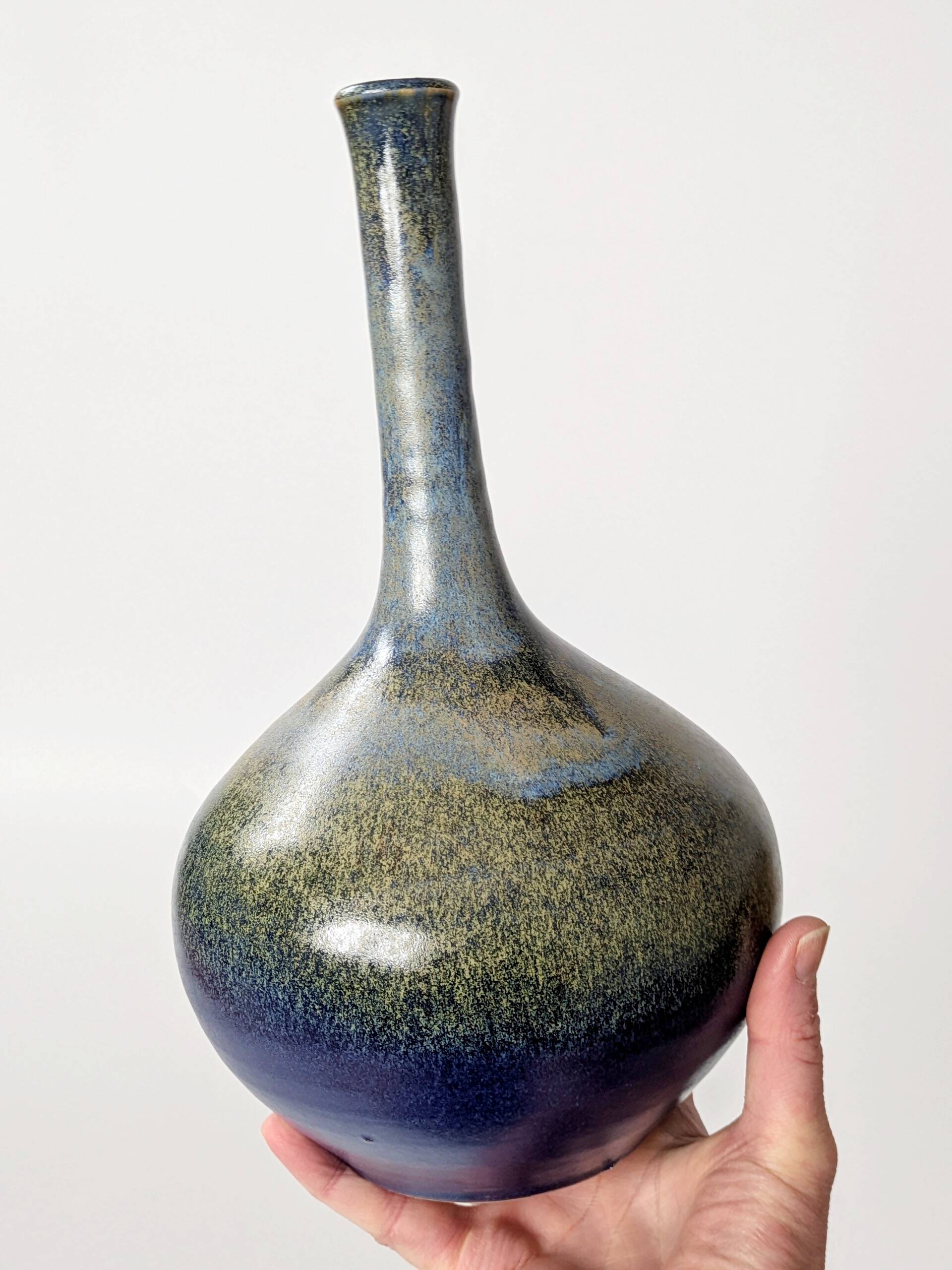 Vintage ceramic vase, balloon shape, Scandinavian style.