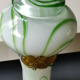 Large Venetian Vase in blown Art glass/Murano. Embossed amber-colored floral pattern. High 35 cm