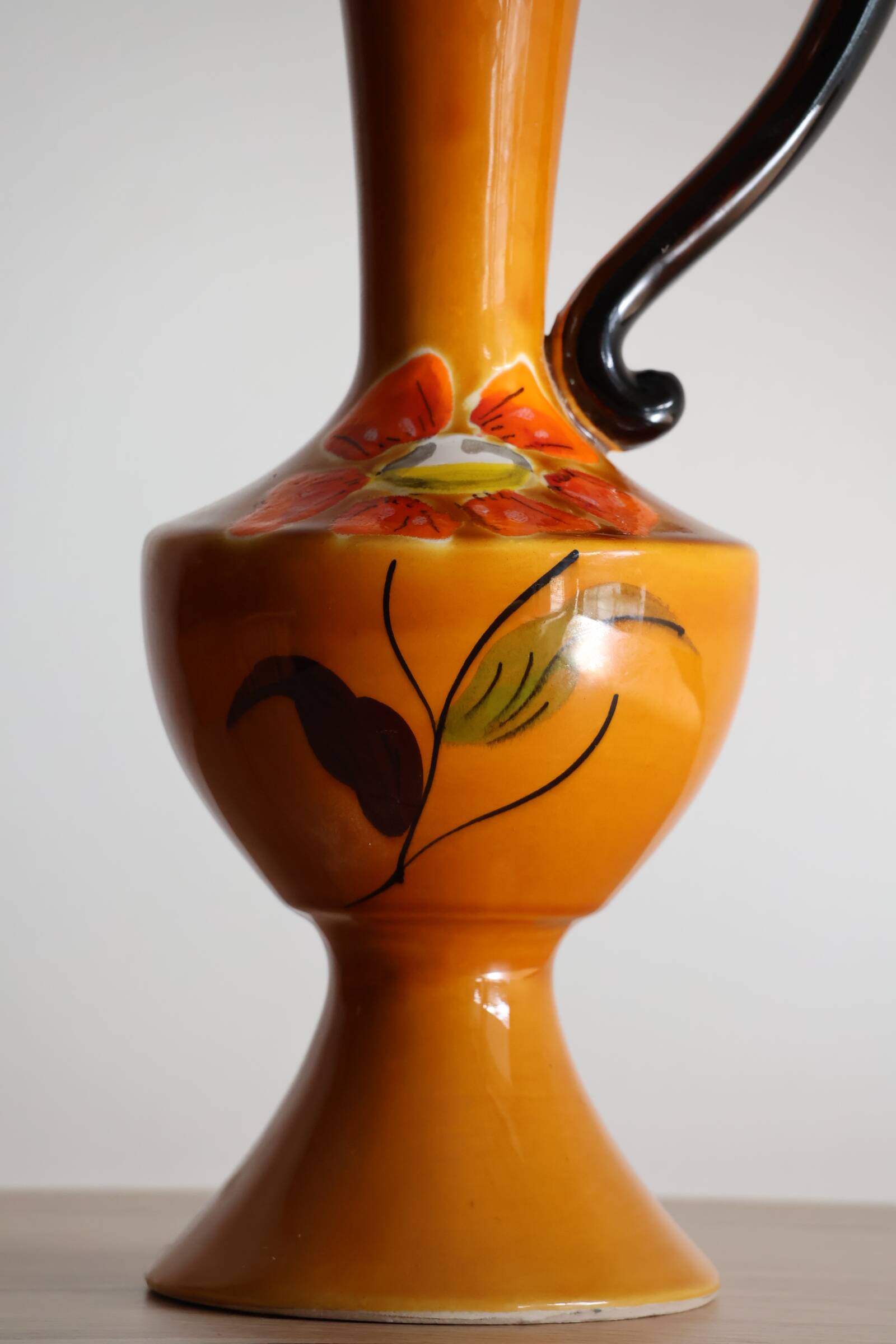 Poët-Laval flower vase, "Isabelle" model, in orange ceramic