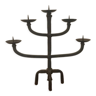 Brutalist wrought iron chandelier