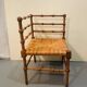 Vintage Art Deco wood and straw corner chair, 1930s
