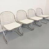 Set of 4 vintage Italian Gastone Rinaldi style chairs in chrome metal