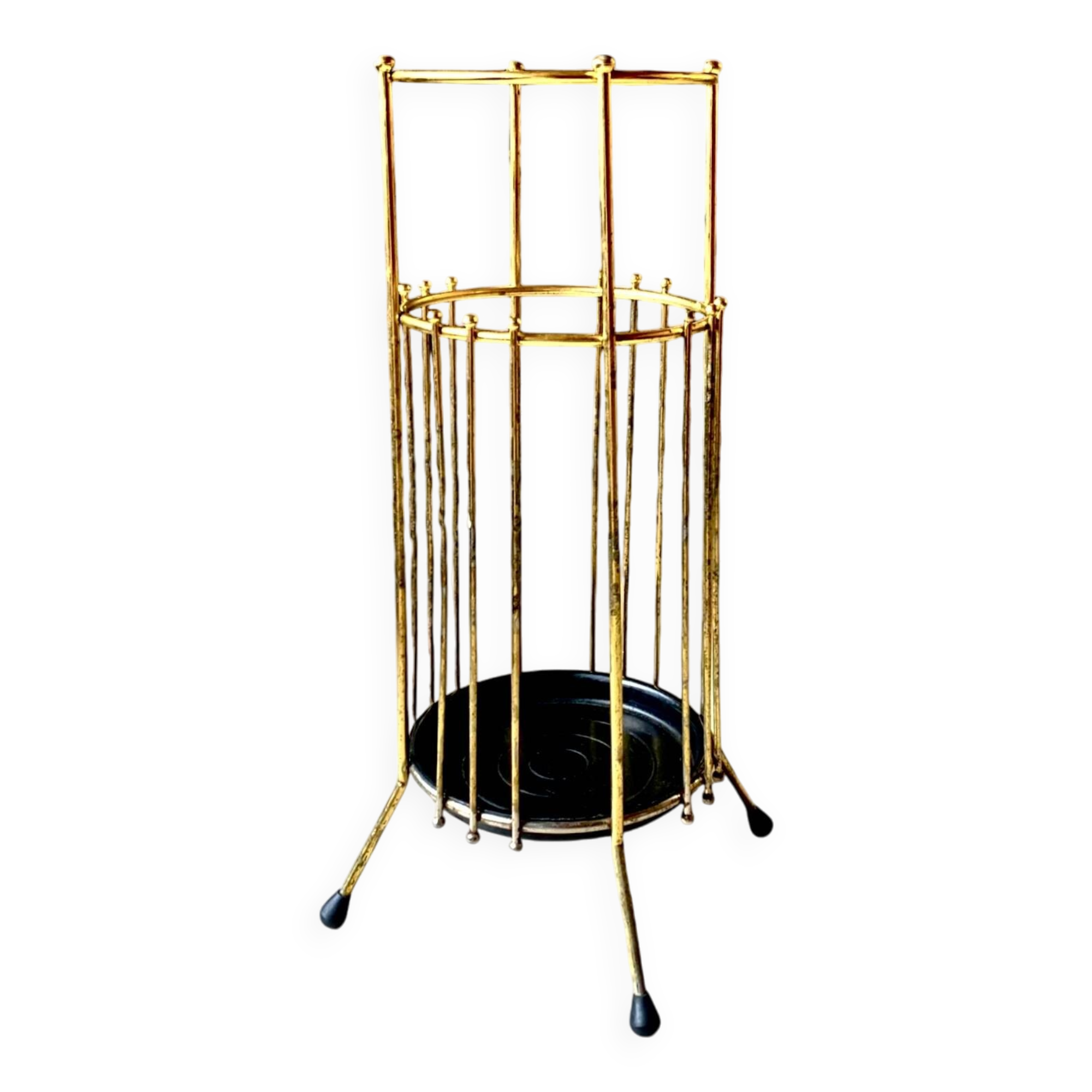 Vintage gold metal umbrella stand