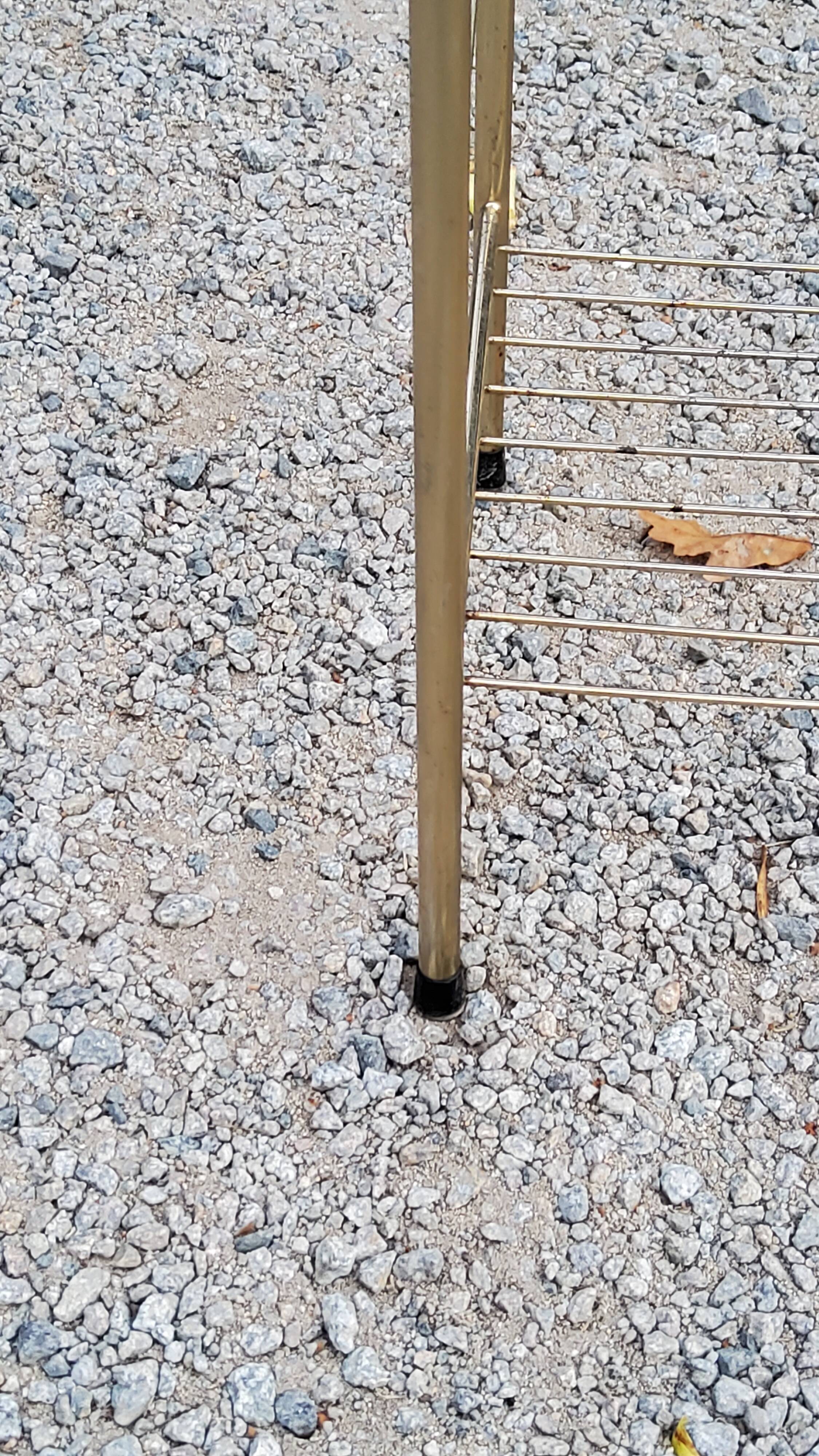Vintage gold metal bedside table in mahogany from the 50s/60s