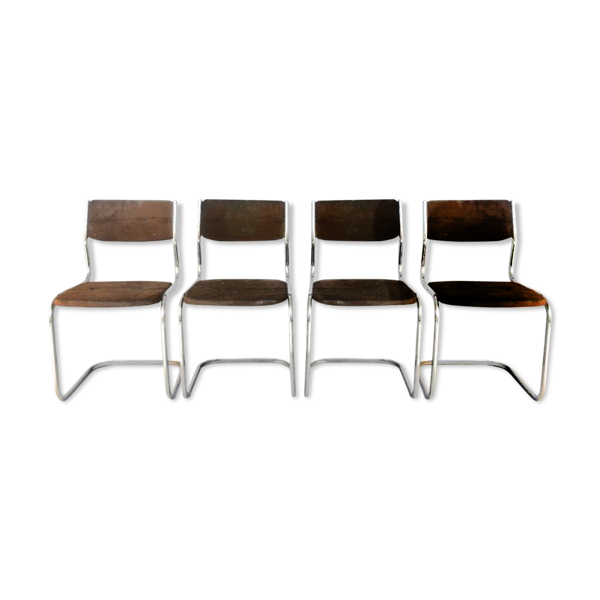 Série de 4 chaises tubulaires vintage 70