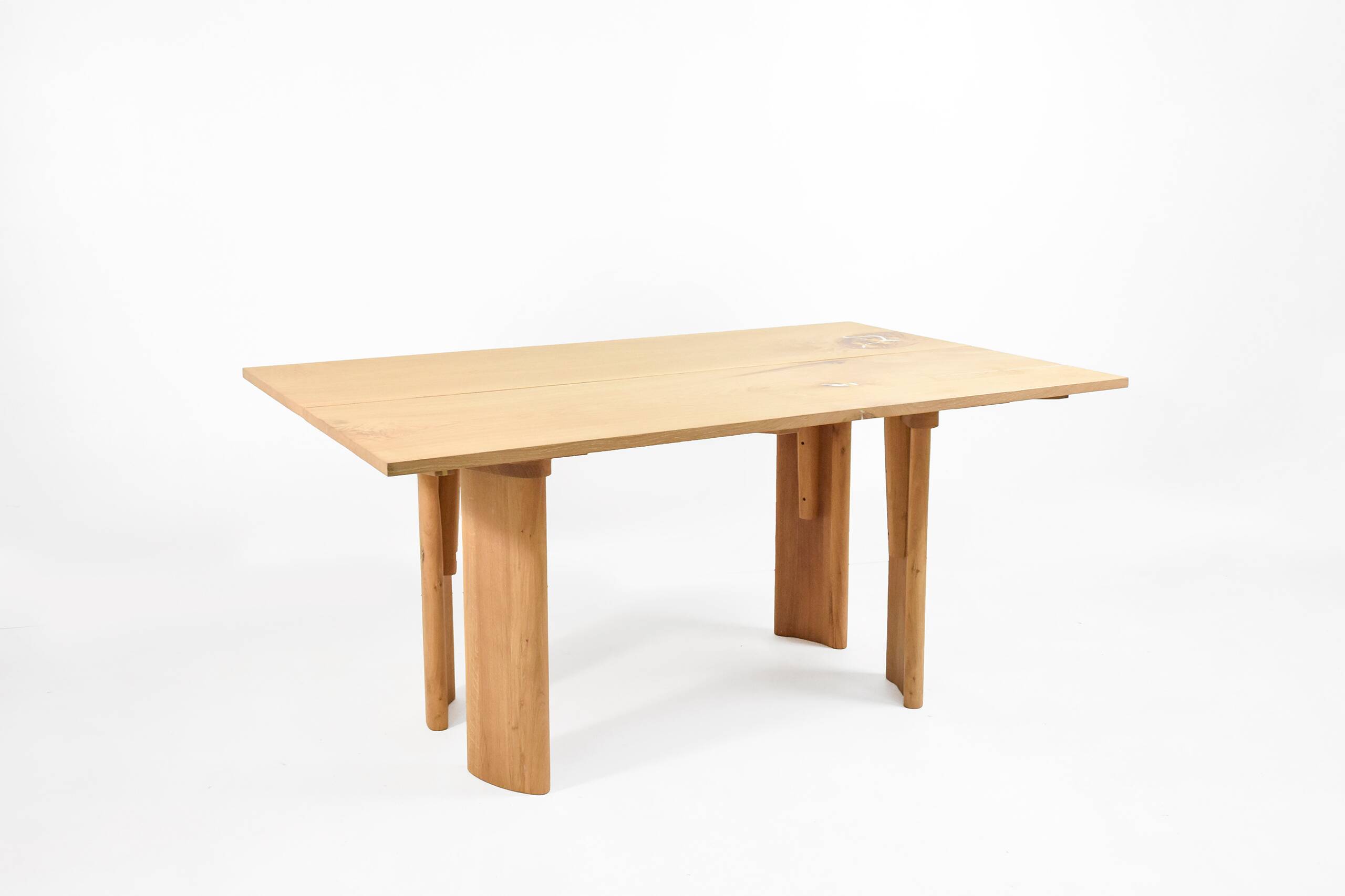 Solid oak dining table, seats 8 people.