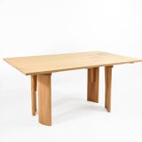 Solid oak dining table, seats 8 people.