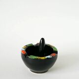 Large ceramic mortar, black & multicoloured, 1960