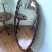 Large 1970s Italian Wall Mirror Wooden Frame Scudo Shape