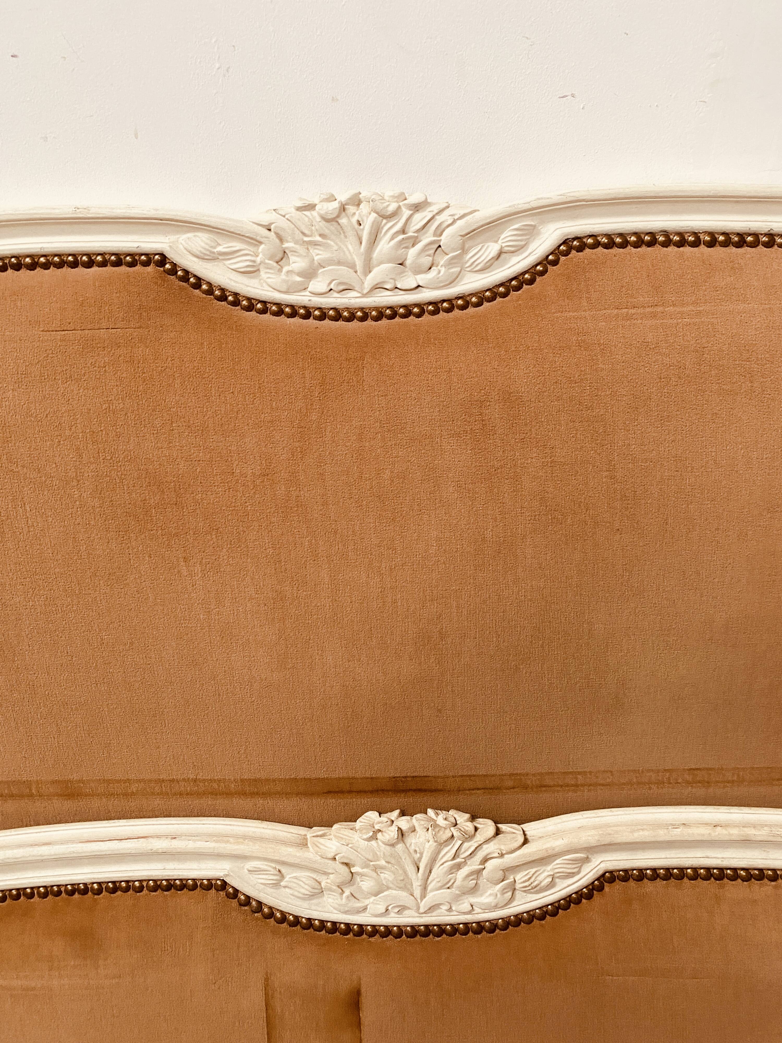 Louis XV style bed in patinated hornbeam, 20th century.