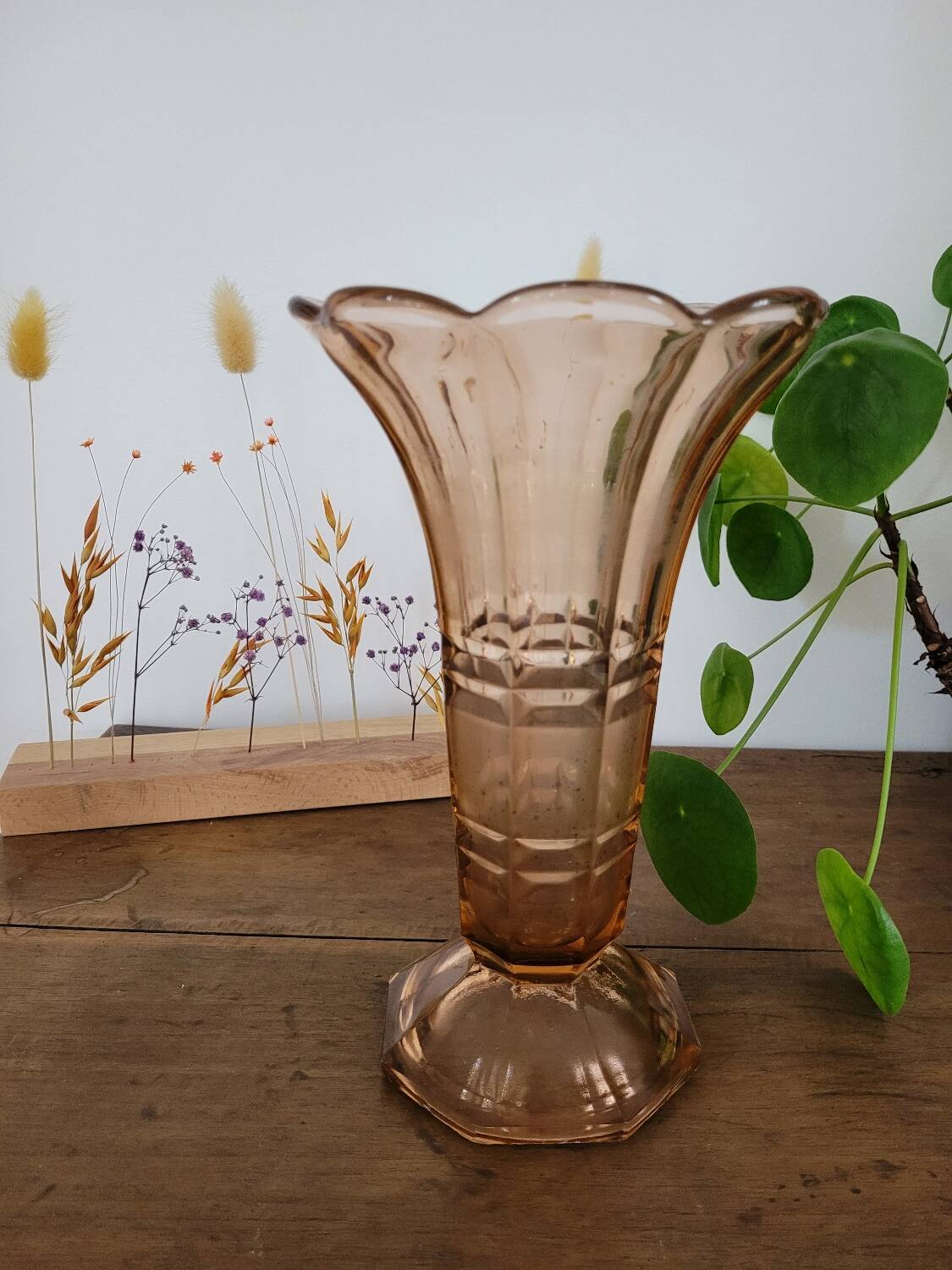 Large pink art deco vase