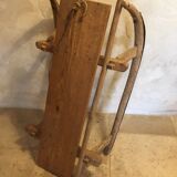 A sled old 19th century deco chalet vintage wood mountain Savoie french alp alps