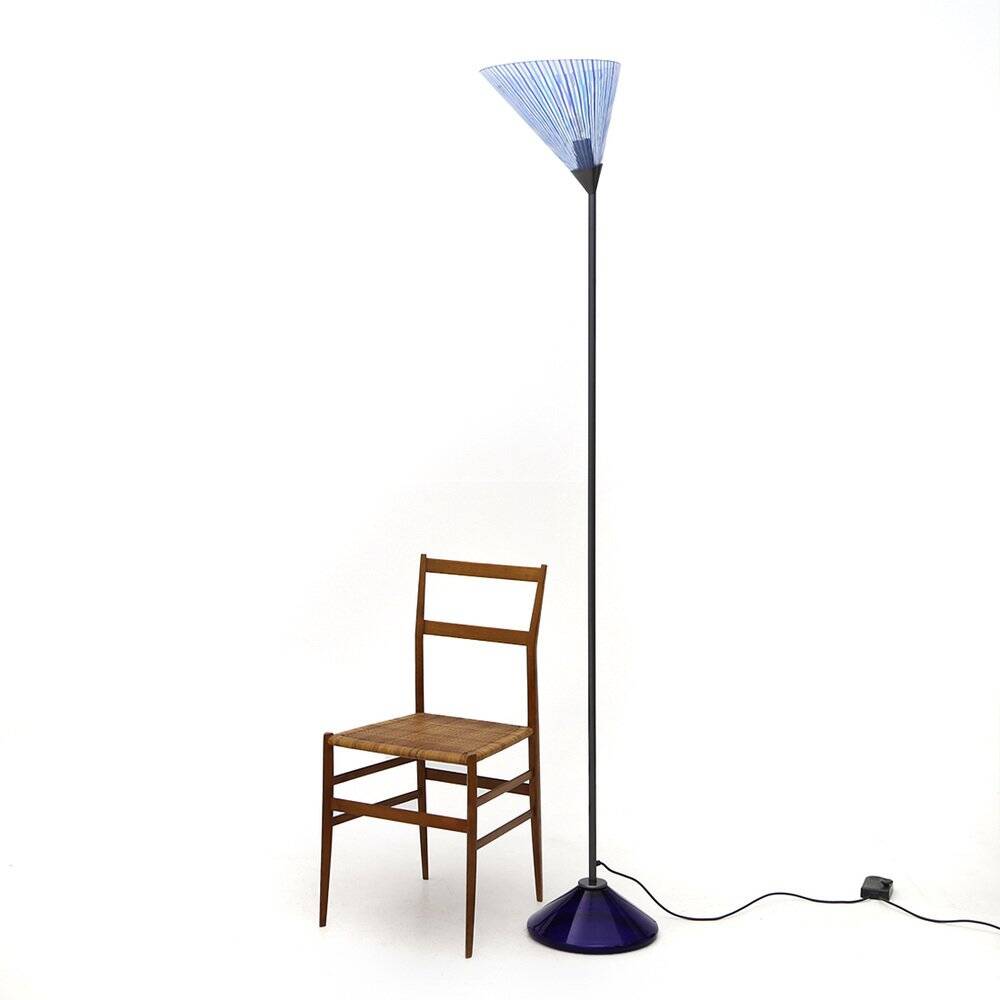 Floor lamp with a glass base and diffuser by Carlo Bartoli for Antonangeli, 1980s.